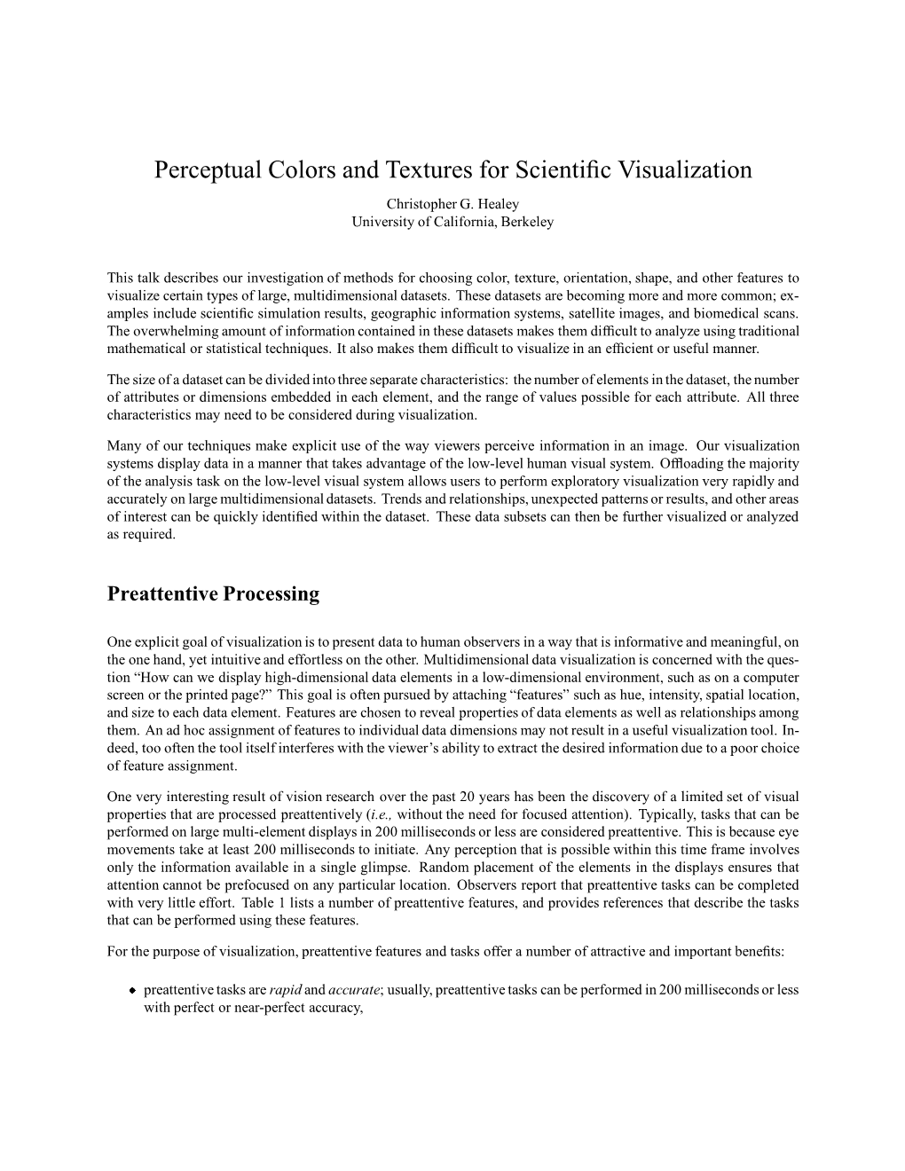 Perceptual Colors and Textures for Scientific Visualization