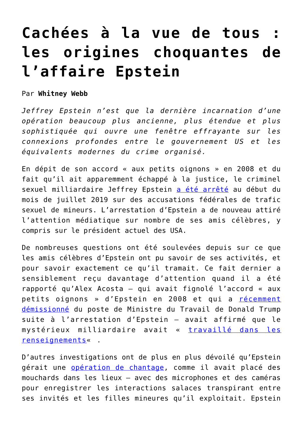 Les Origines Choquantes De L'affaire Epstein