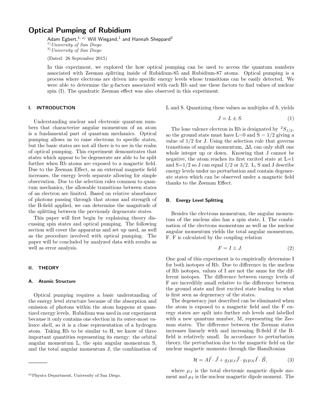 Optical Pumping of Rubidium