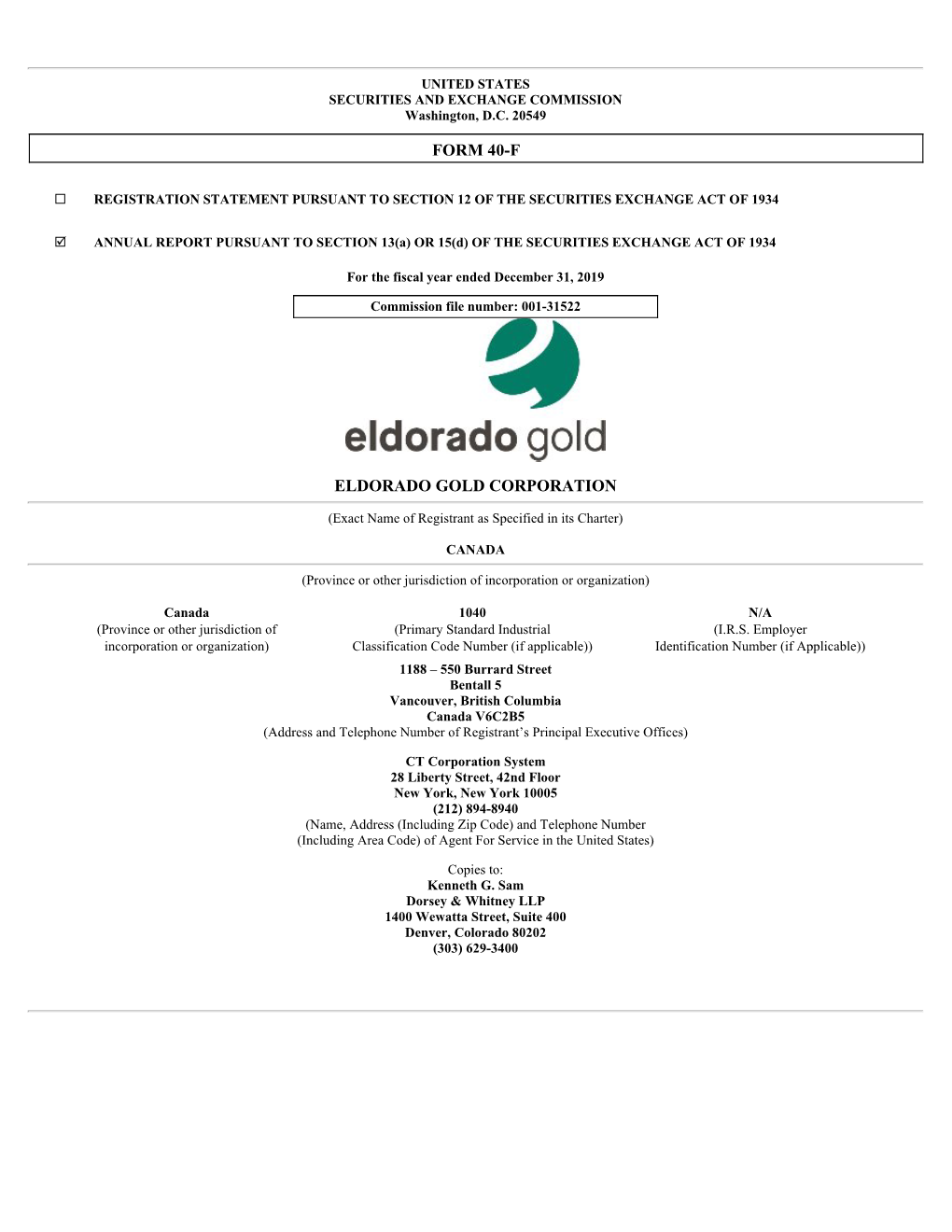 Eldorado Gold Corporation