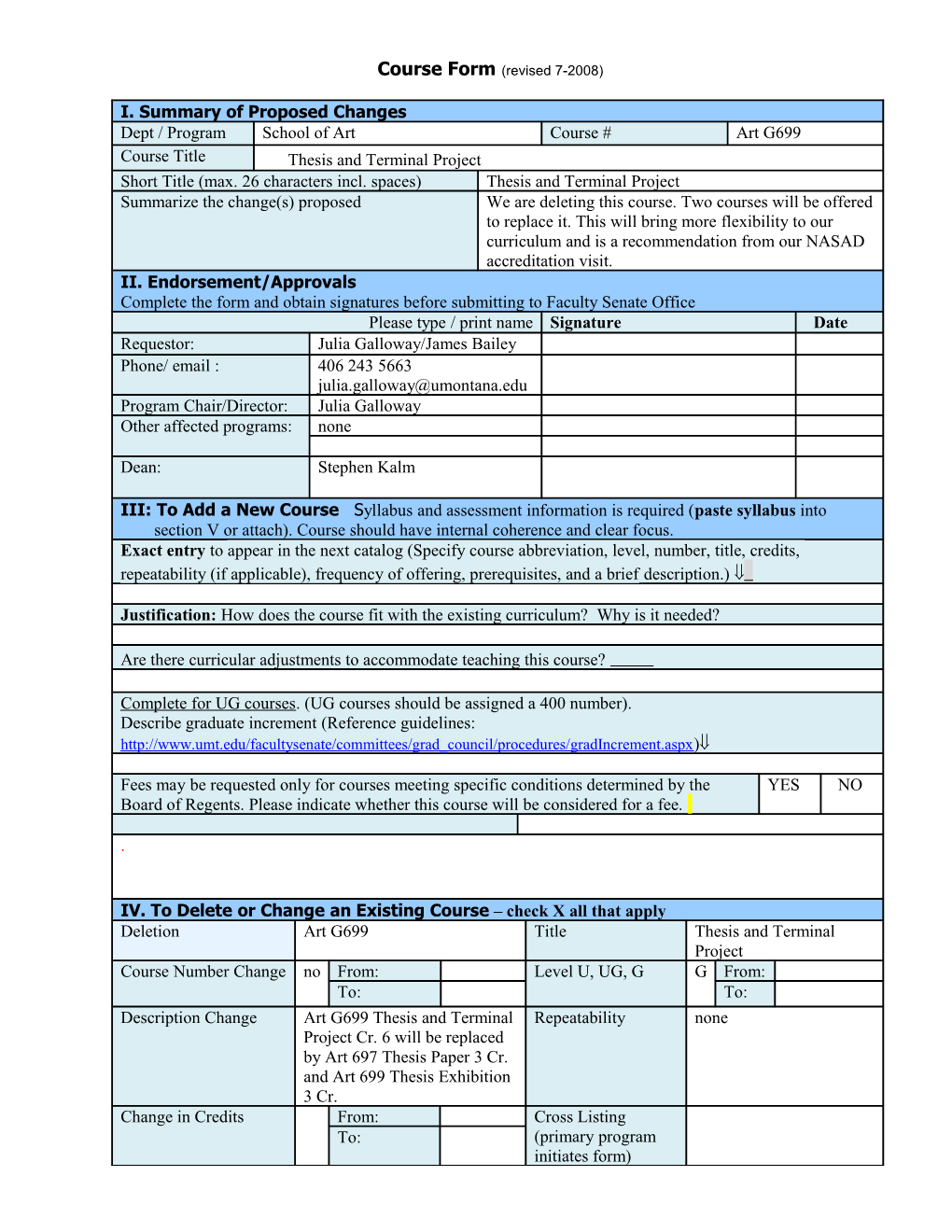 IV. to Delete Or Change an Existing Course Check X All That Apply s4