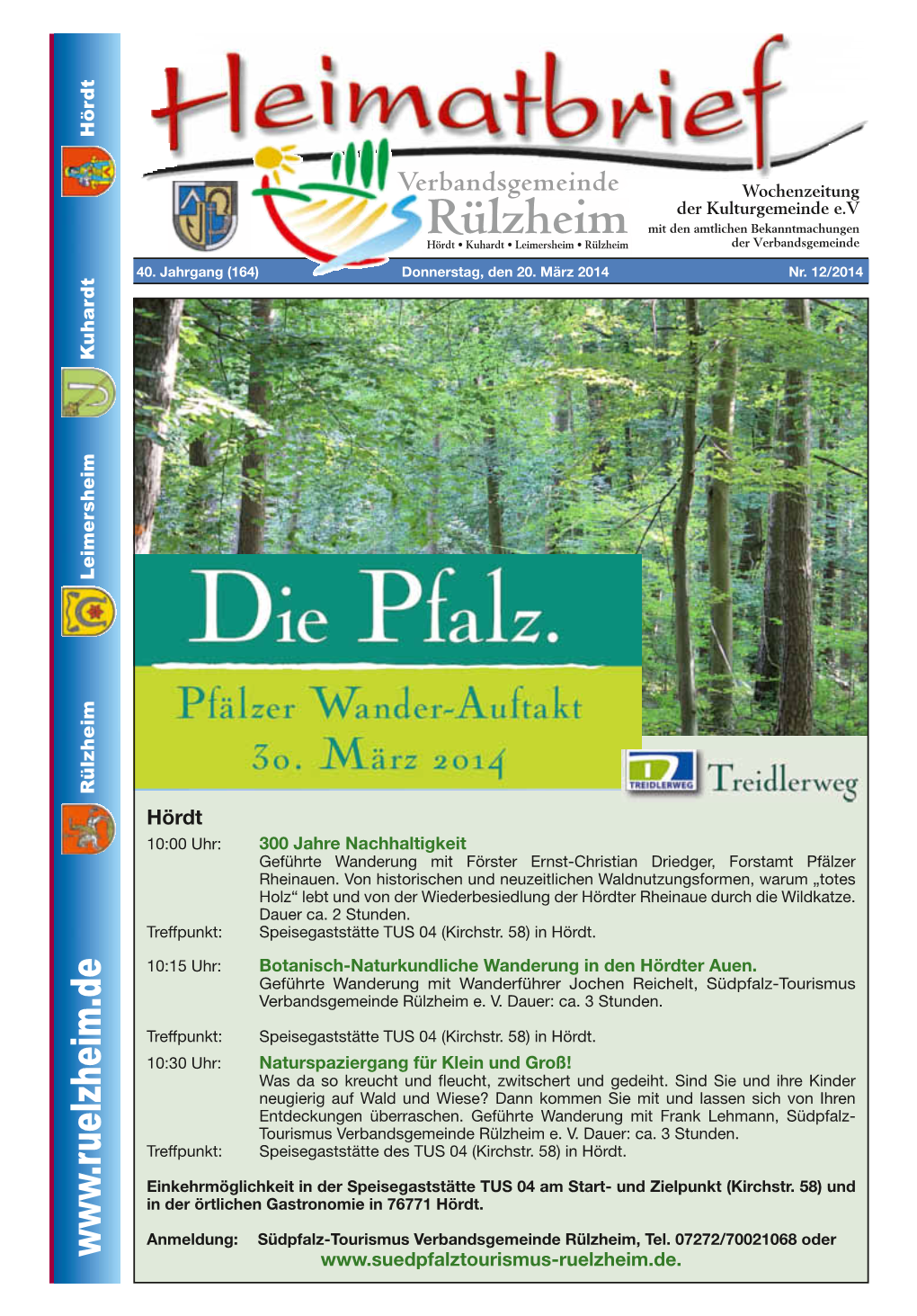 Hördt 10:00 Uhr: 300 Jahre Nachhaltigkeit Geführte Wanderung Mit Förster Ernst-Christian Driedger, Forstamt Pfälzer Rheinauen