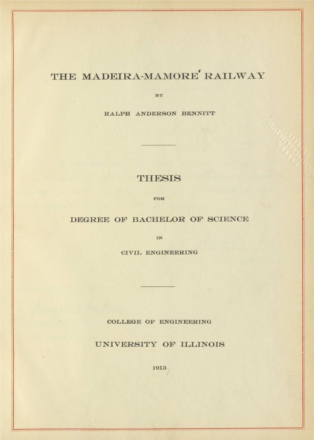 The Madeira-Mamorb' Railway Thesis