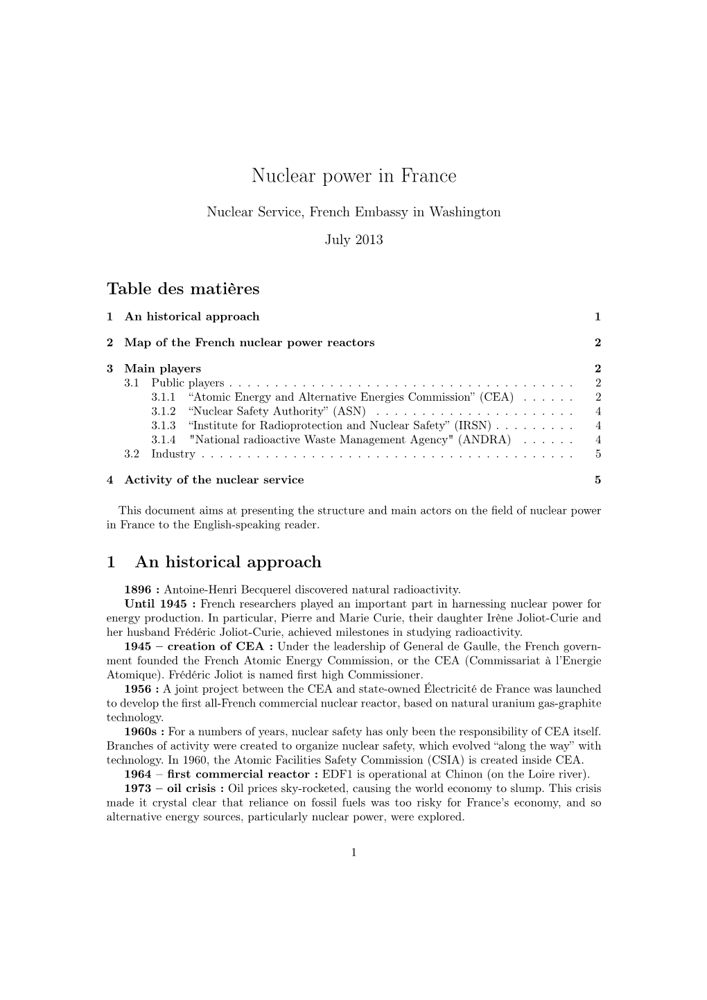 Nuclear Power in France