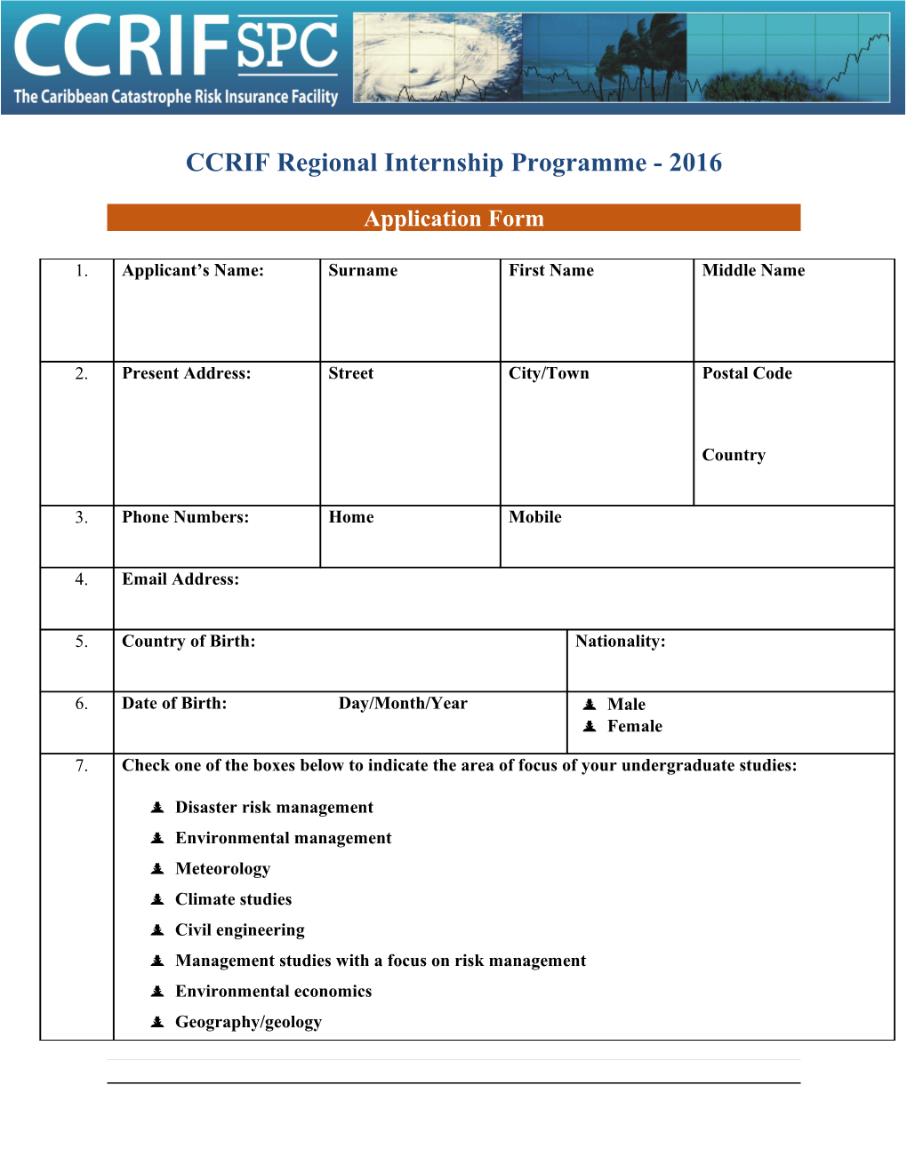 CCRIF Regional Internship Programme - 2016