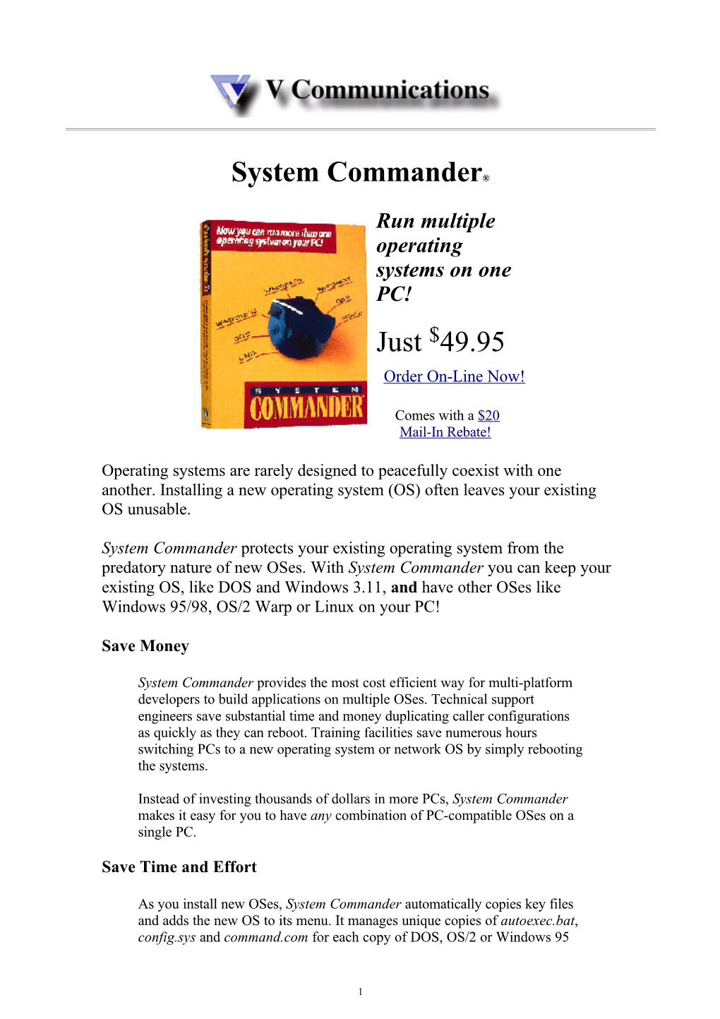 System Commander® Just 49.95