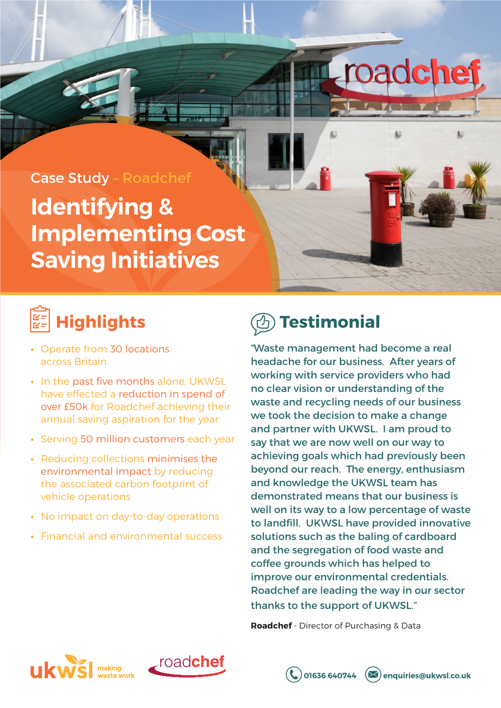 Roadchef Identifying & Implementing Cost Saving Initiatives