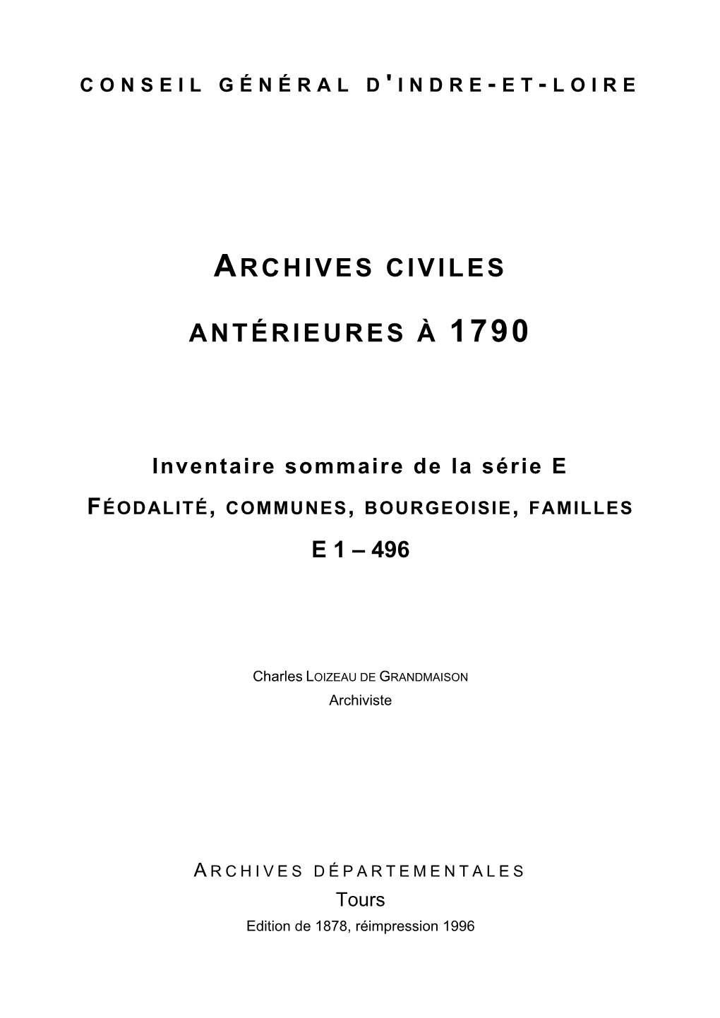 Archives Civiles Antérieures À 1790