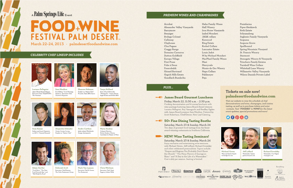 Tickets on Sale Now! Palmdesertfoodandwine.Com