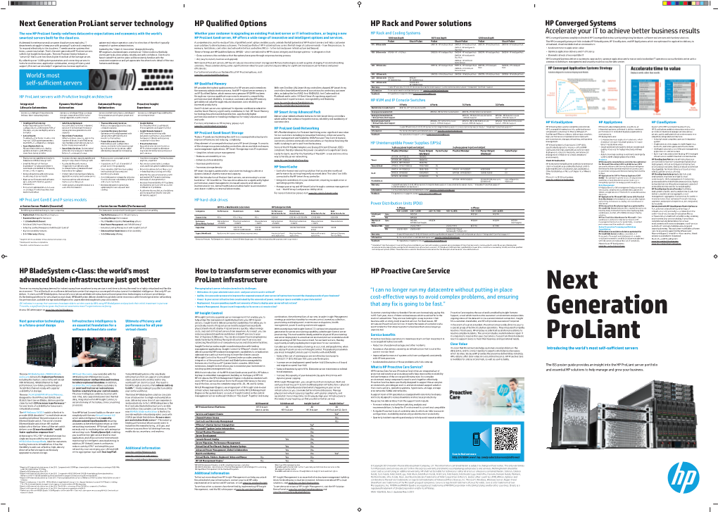 Next Generation Proliant Server Technology HP Qualifi Ed