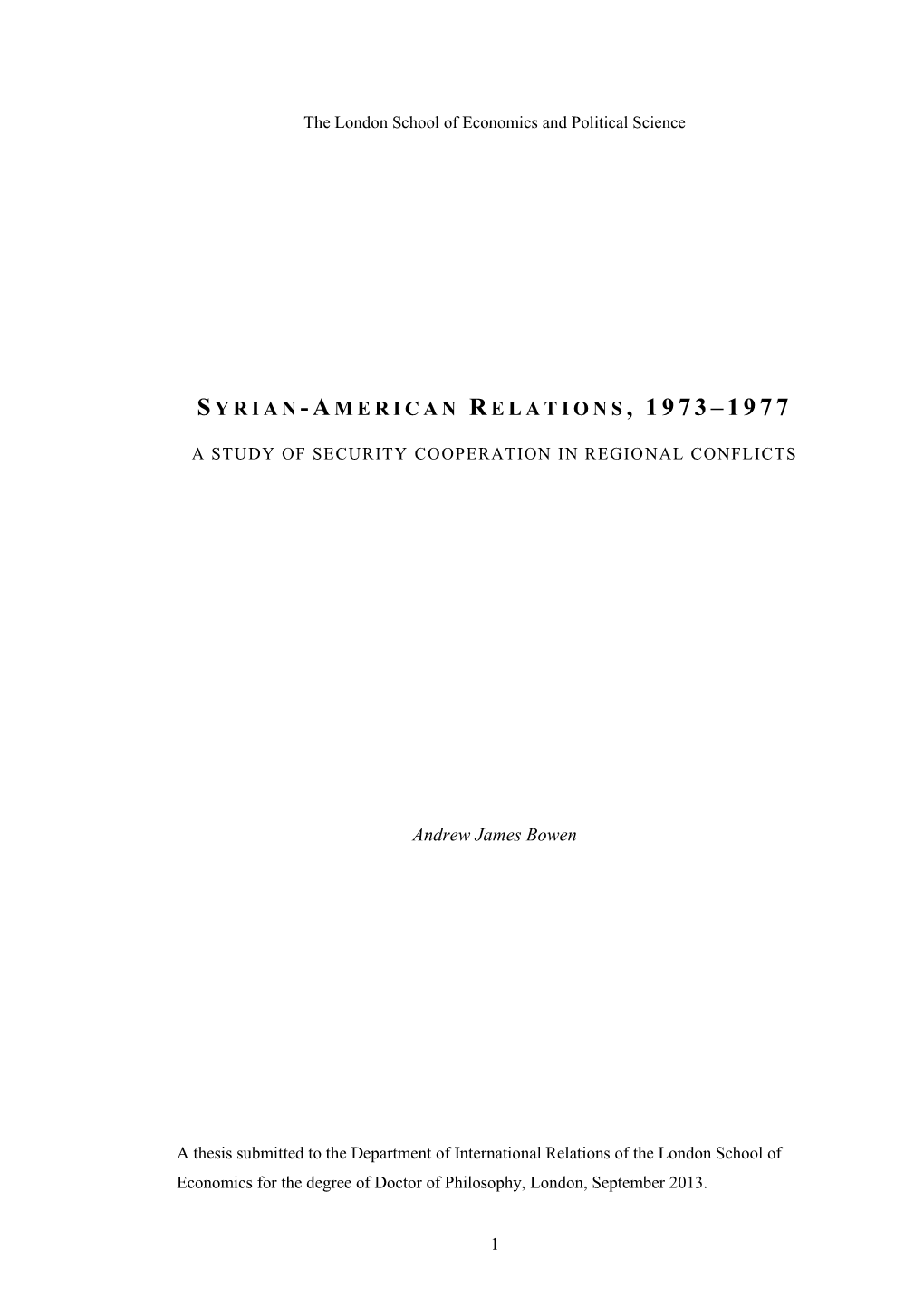 Syrian -American Relations , 1973–1977