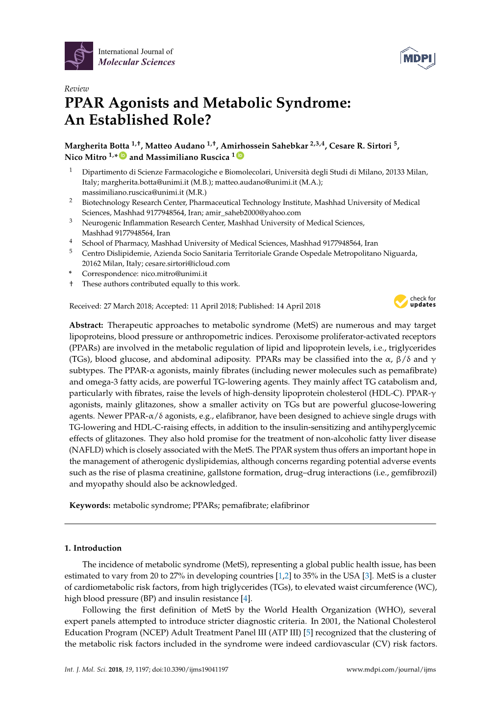 PPAR Agonists and Metabolic Syndrome: an Established Role?