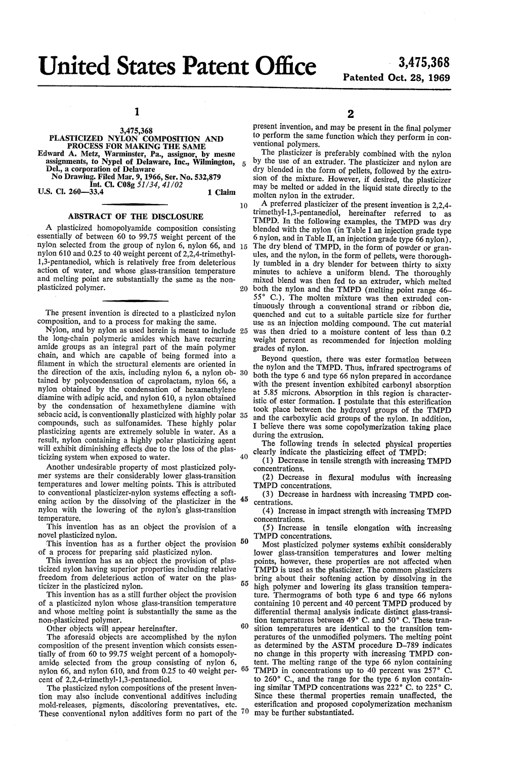 United States Patent Office Patented Oct