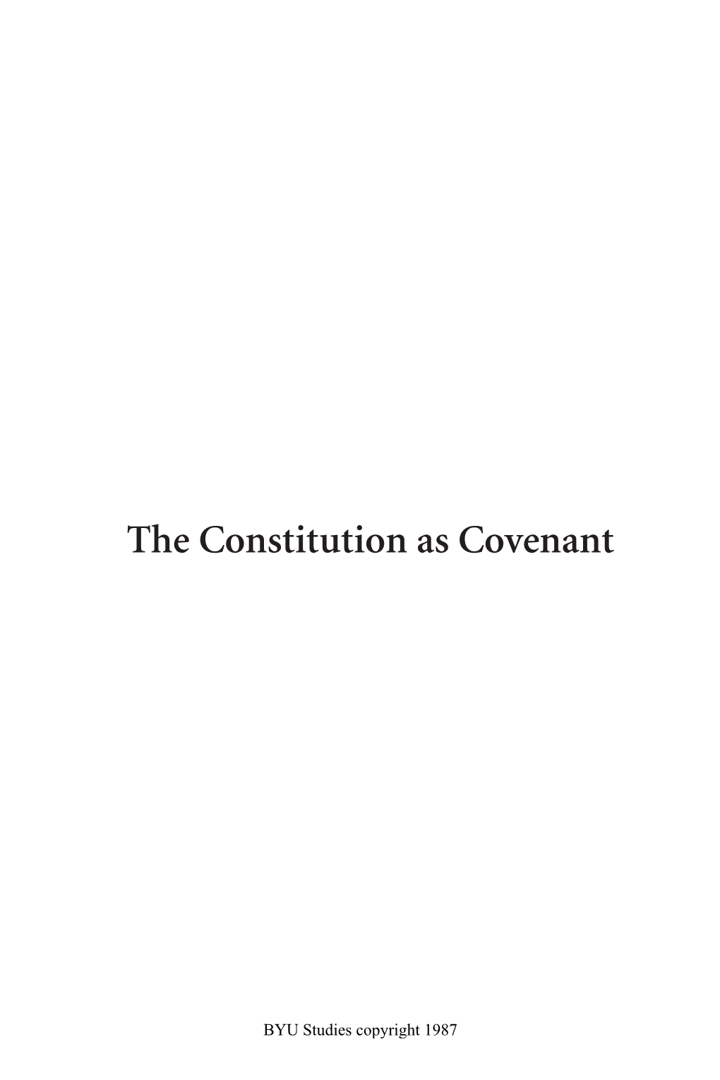 The Constitution As Covenant