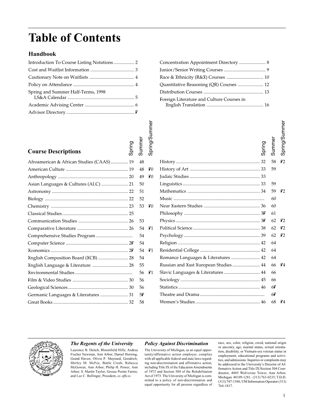 Table of Contents