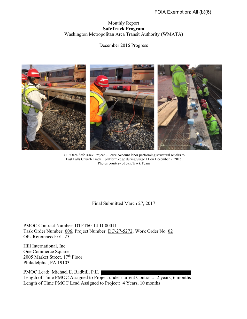 PMOC Safe Track Report December 2016