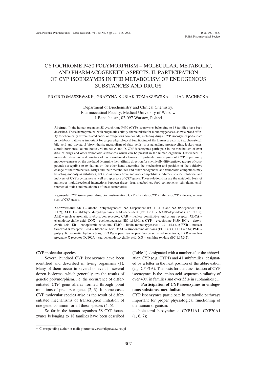 Cytochrome P450 Polymorphism С Molecular