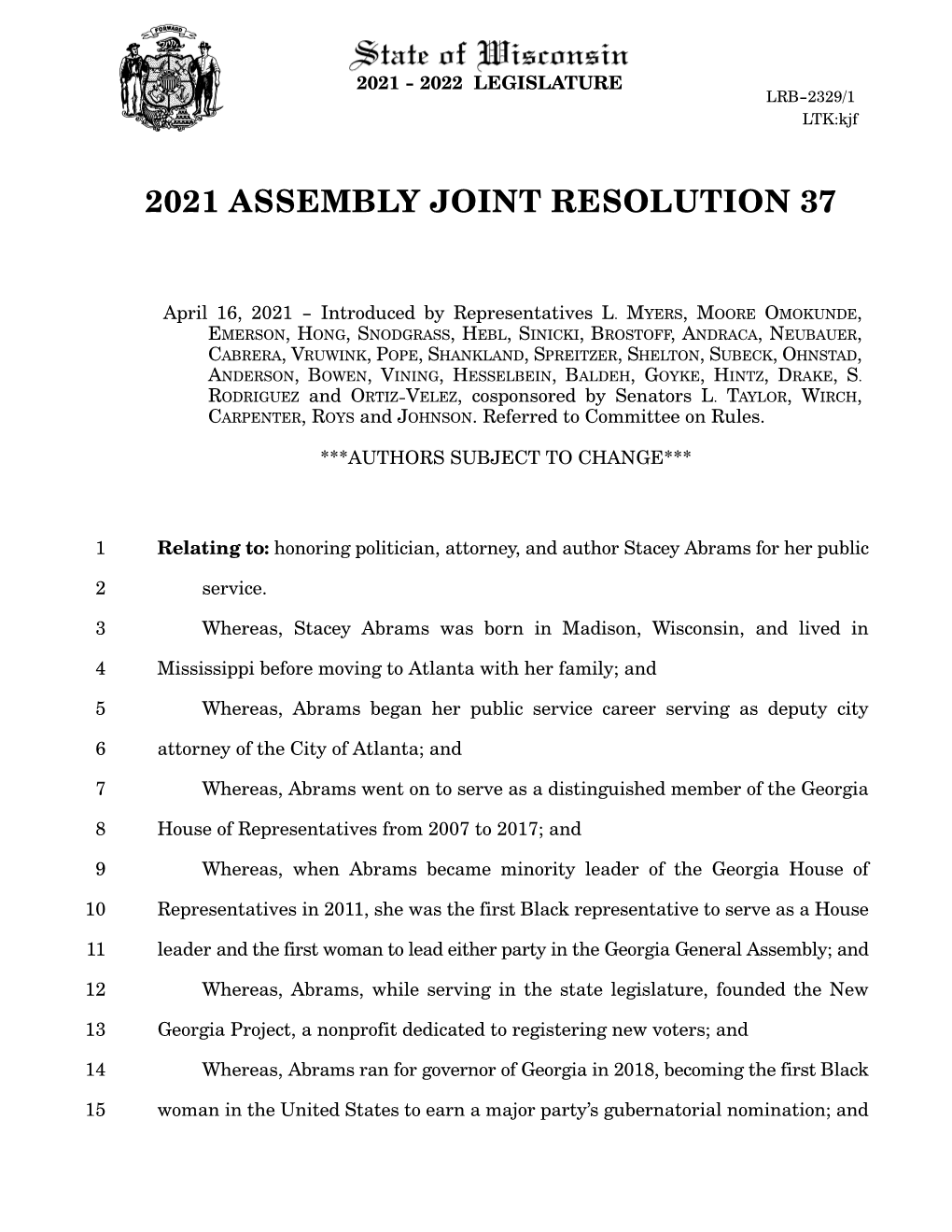 2021 Assembly Joint Resolution 37