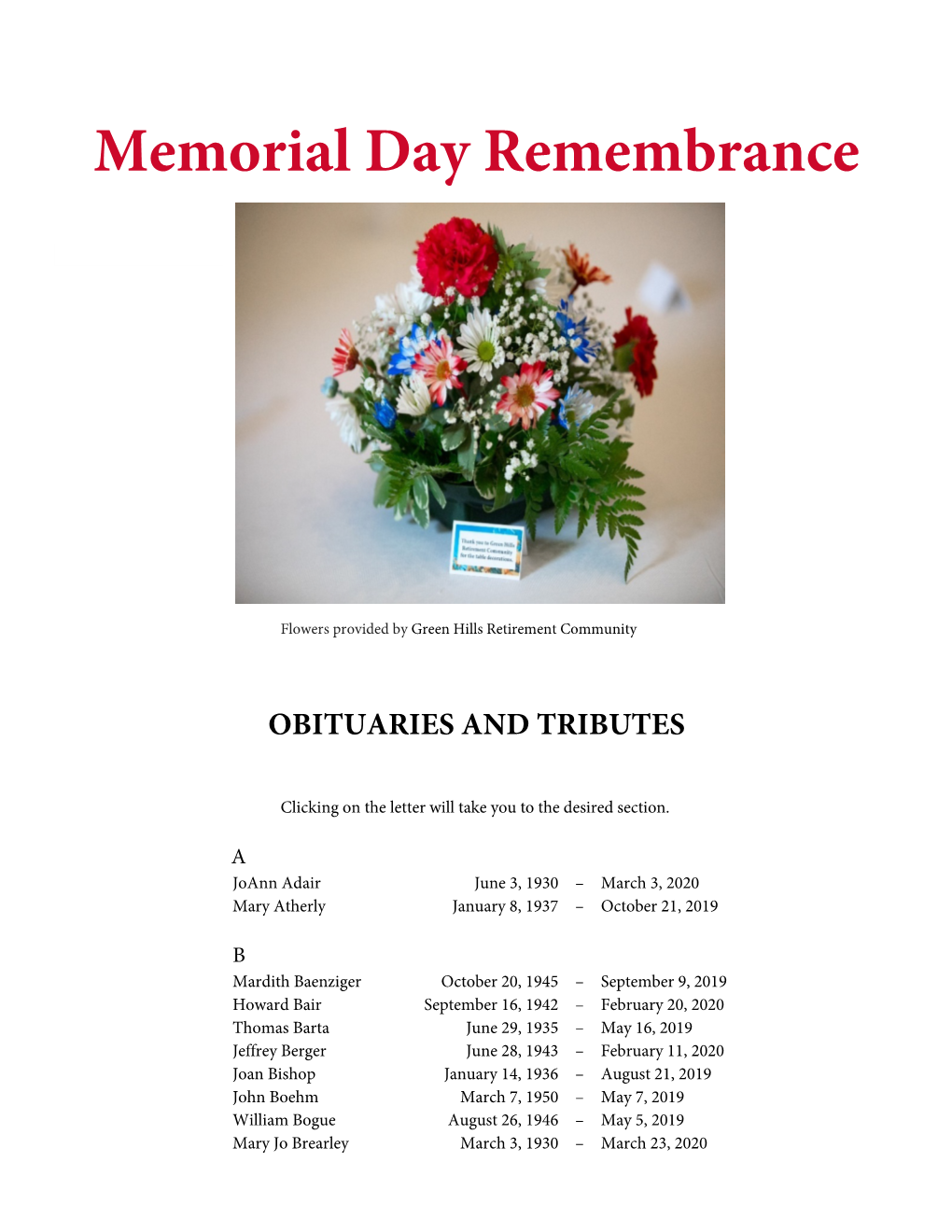 Memorial Day Remembrance