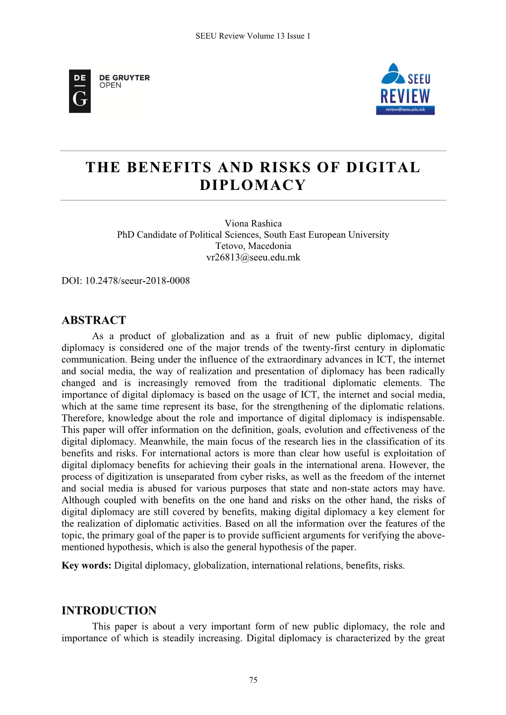 The Benefits and Risks of Digital Diplomacy