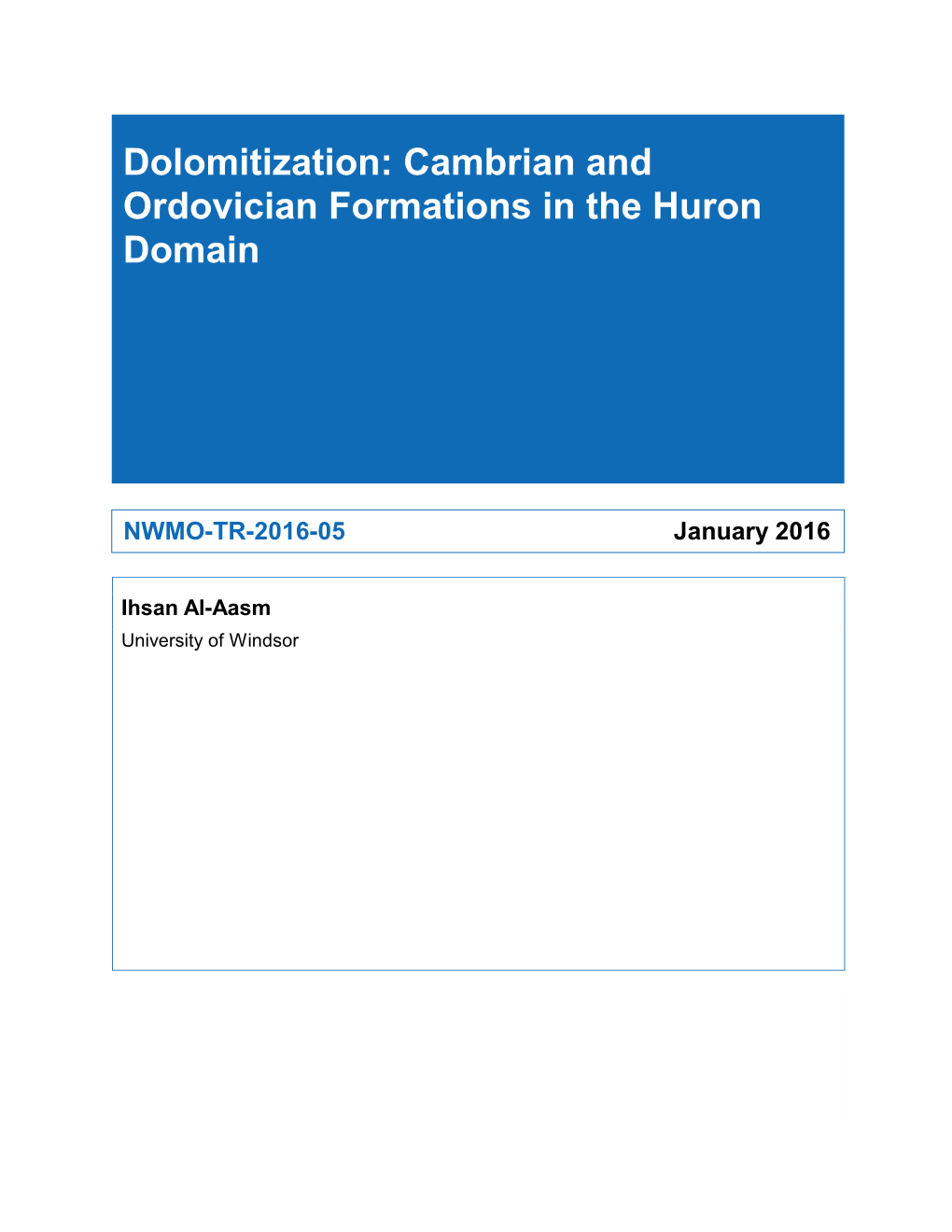 Dolomitization: Cambrian and Ordovician Formations in the Huron Domain