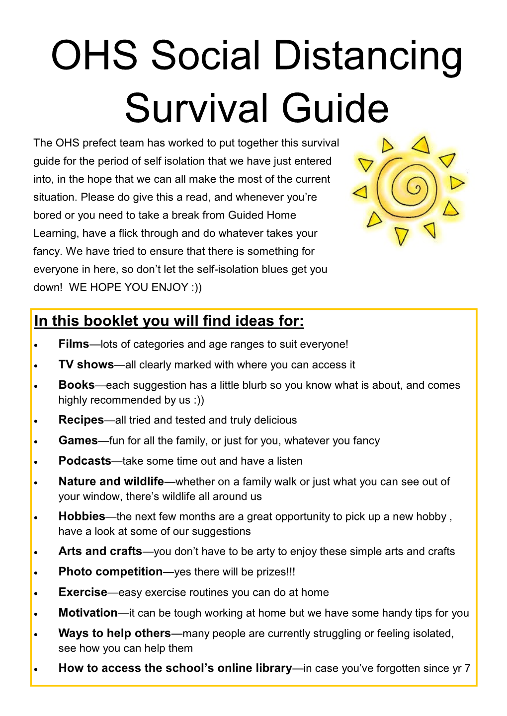 OHS Social Distancing Survival Guide