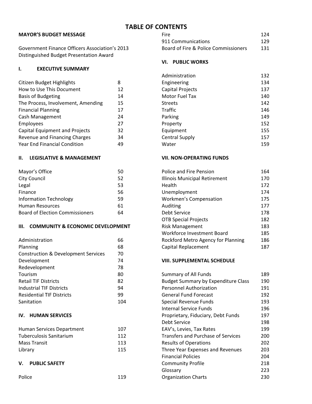 Table of Contents