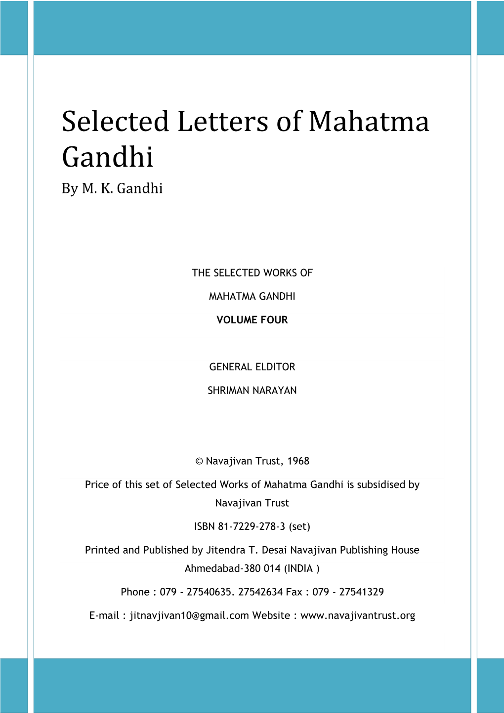Selected Letters of Mahatma Gandhi by M