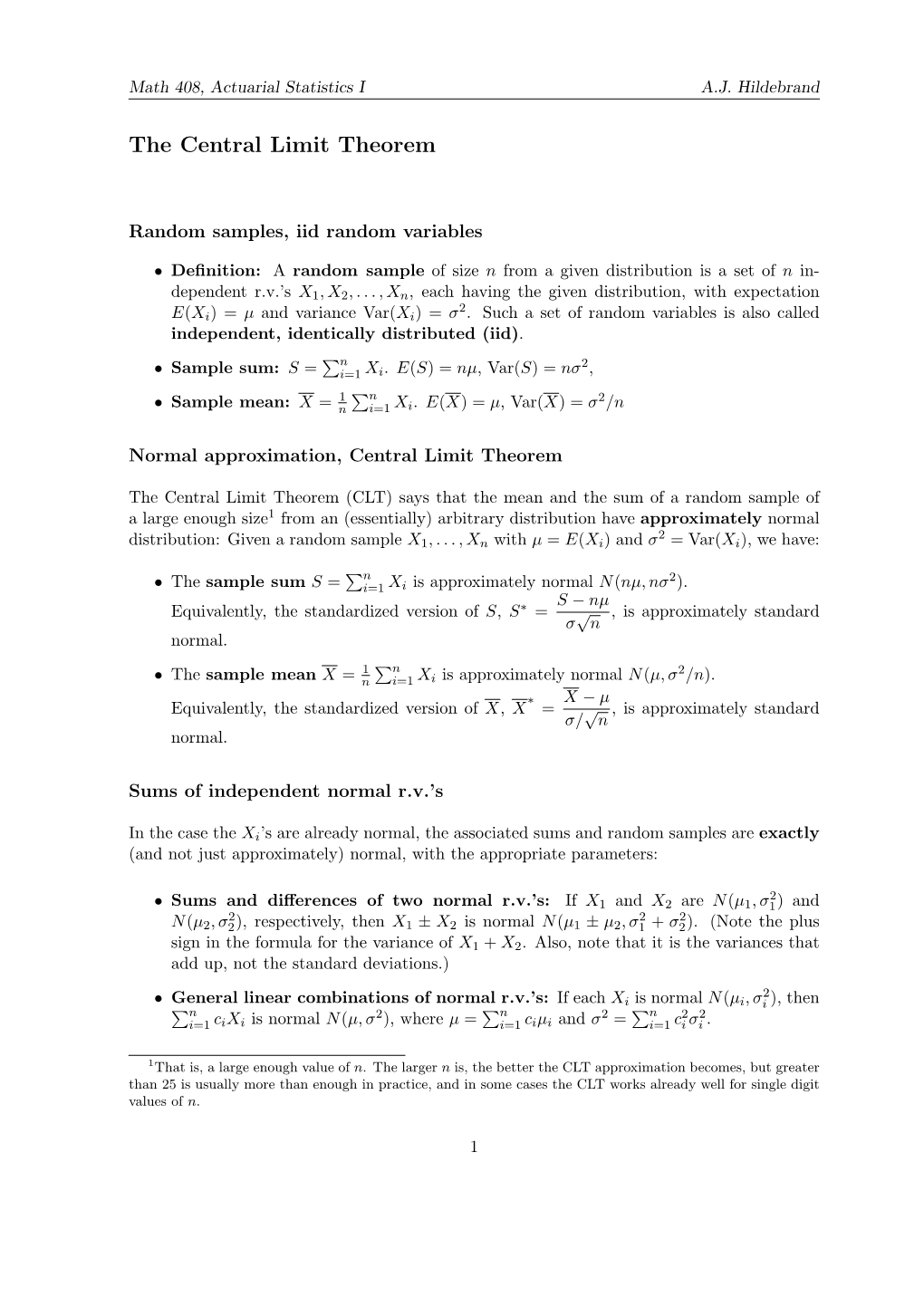 The Central Limit Theorem