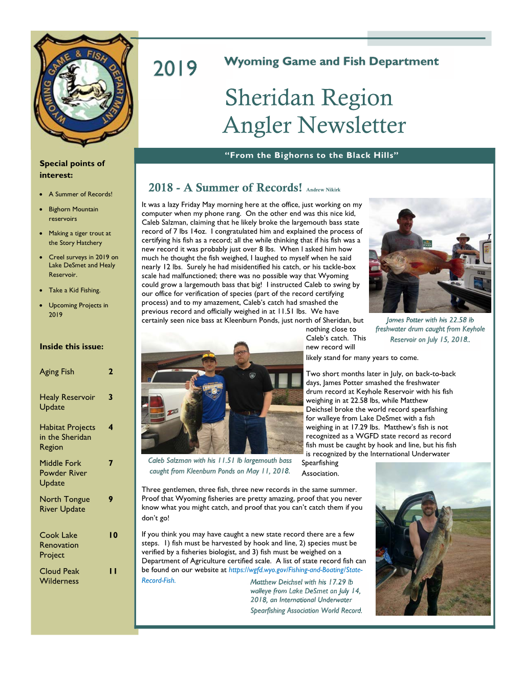 2019 Sheridan Region Angler Newsletter