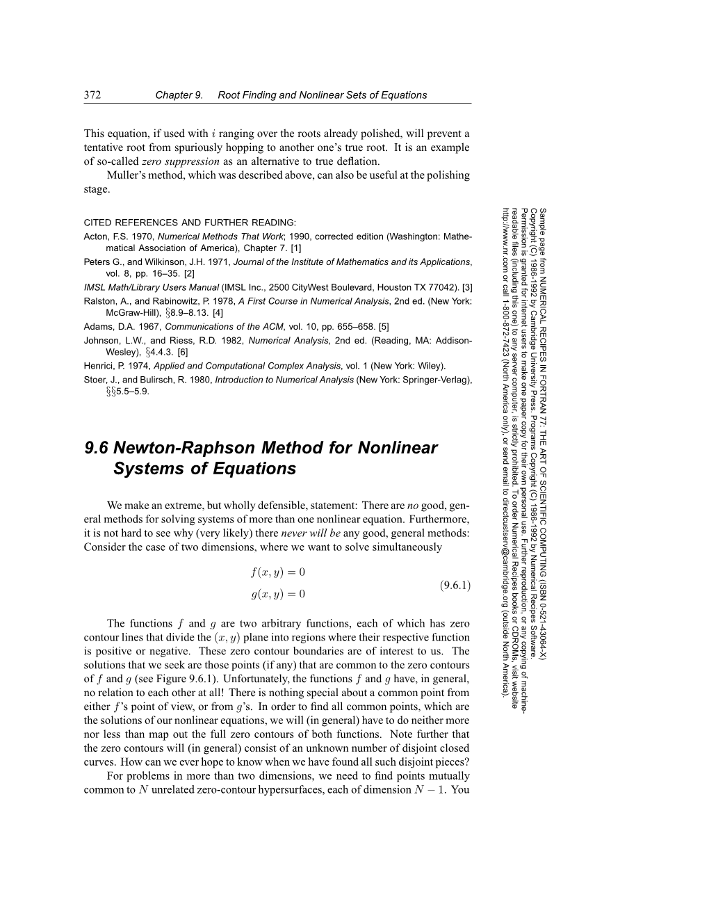 9.6 Newton-Raphson Method for Nonlinear Systems of Equations