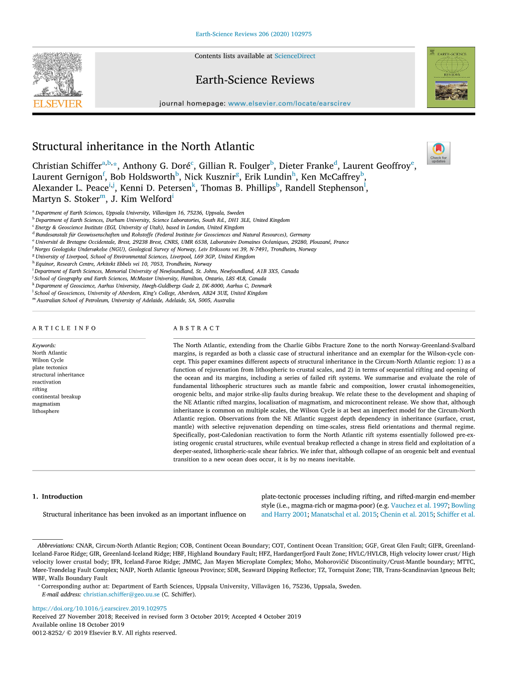 Structural Inheritance in the North Atlantic T Christian Schiffera,B,*, Anthony G