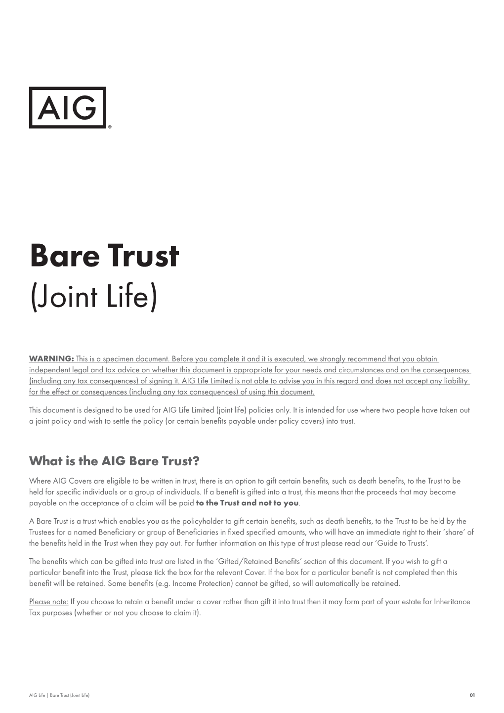 Bare Trust (Joint Life)