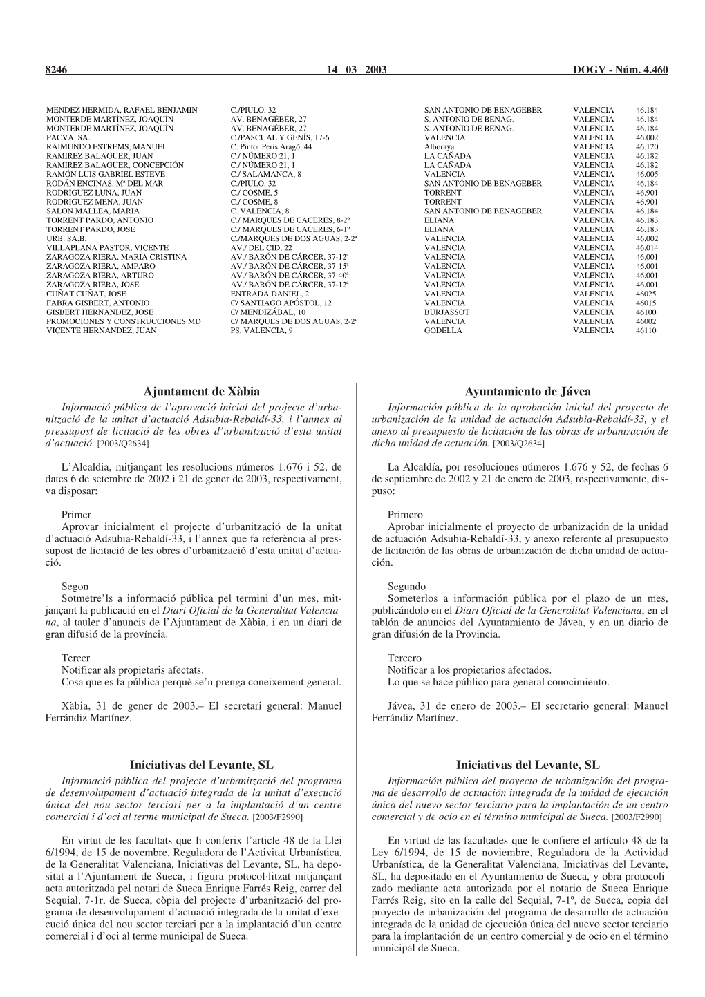 Información Pública Del Proyecto De Urbanización Del Programa De