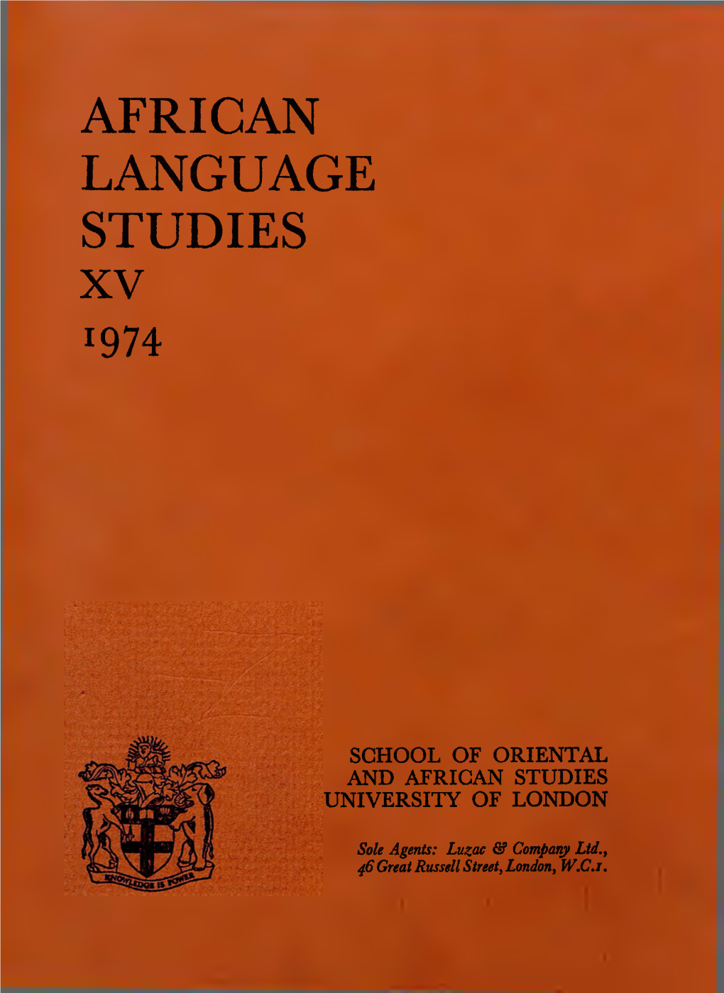 African Language Studies Xv 1974
