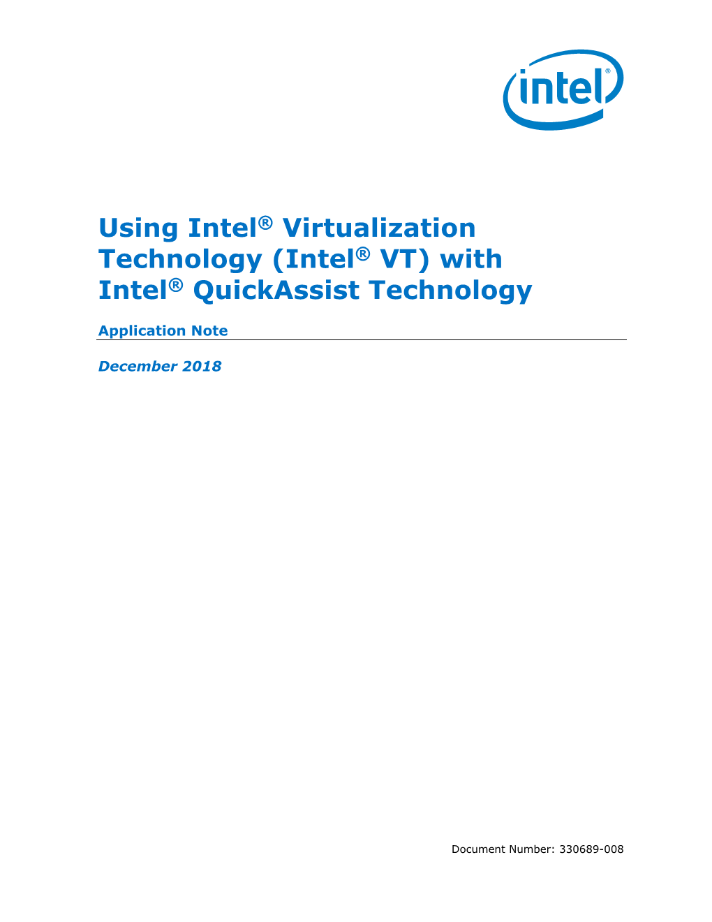 Using Intel® Virtualization Technology (Intel® VT) with Intel® Quickassist Technology