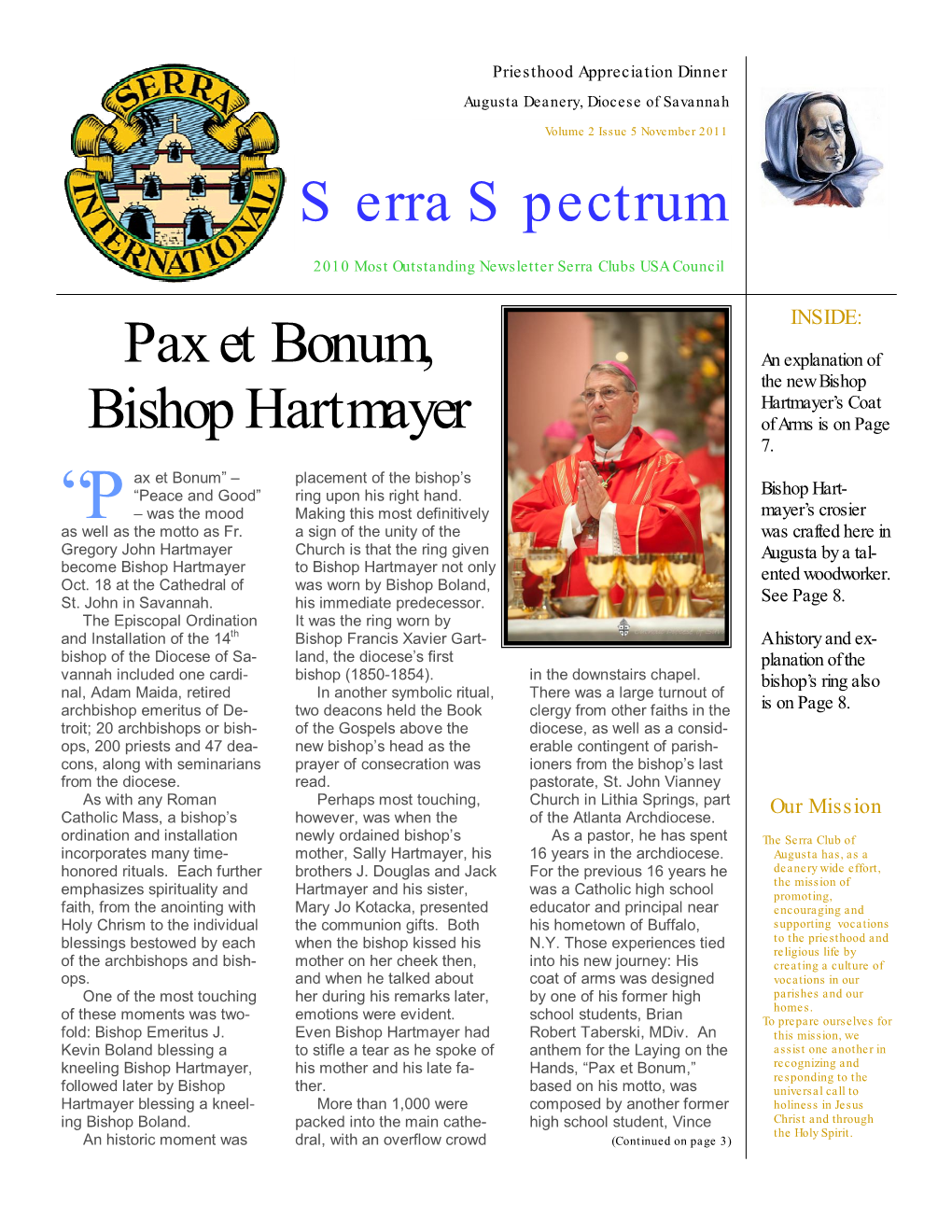 Serra Spectrum Pax Et Bonum, Bishop Hartmayer