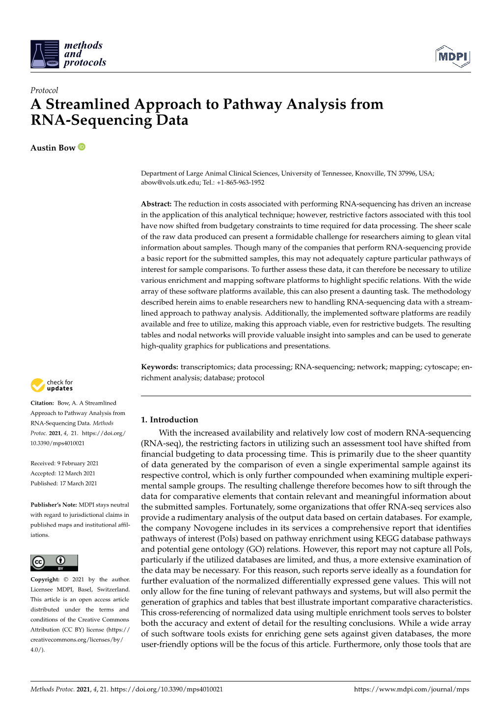 A Streamlined Approach to Pathway Analysis from RNA-Sequencing Data