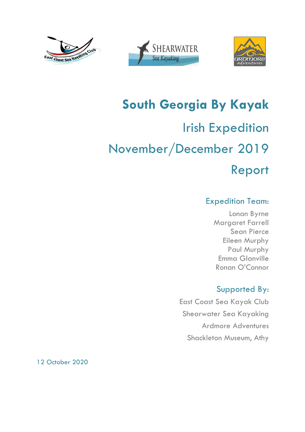2019 South Georgia by Kayak Irish Ypake Expedition Report