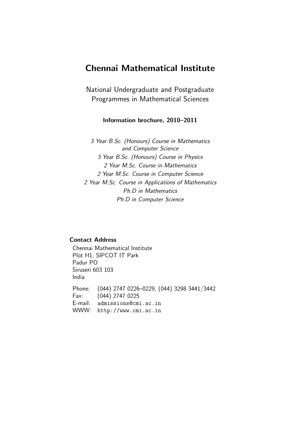 Chennai Mathematical Institute