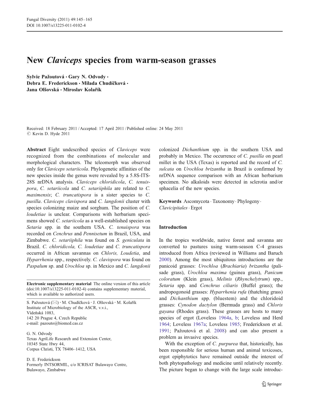 New Claviceps Species from Warm-Season Grasses