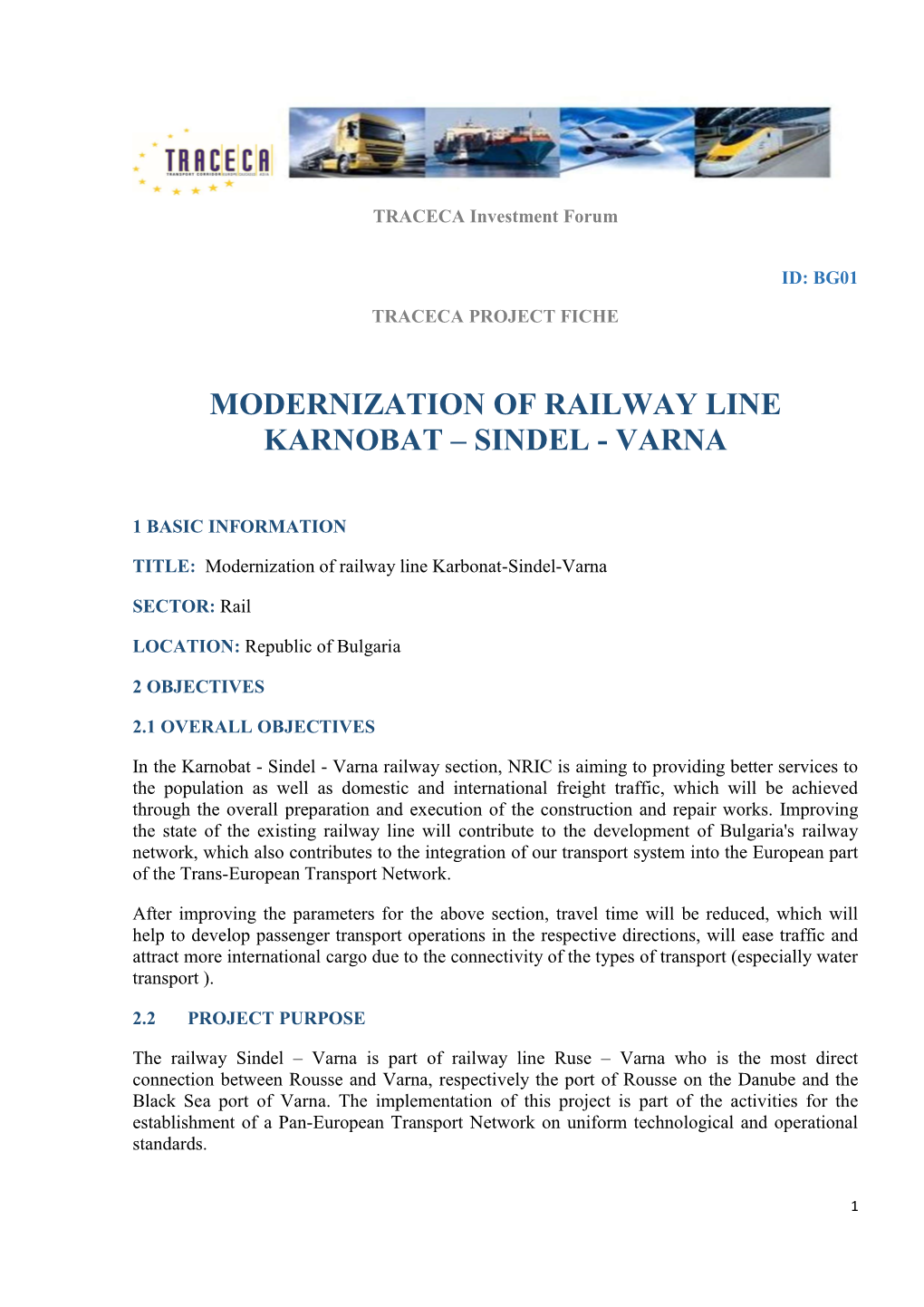 Modernization of Railway Line Karnobat – Sindel - Varna