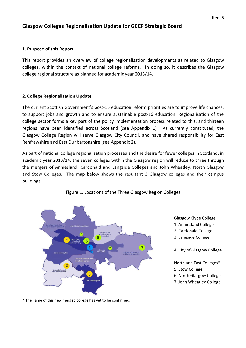 Glasgow Colleges Regionalisation Update for GCCP Strategic Board