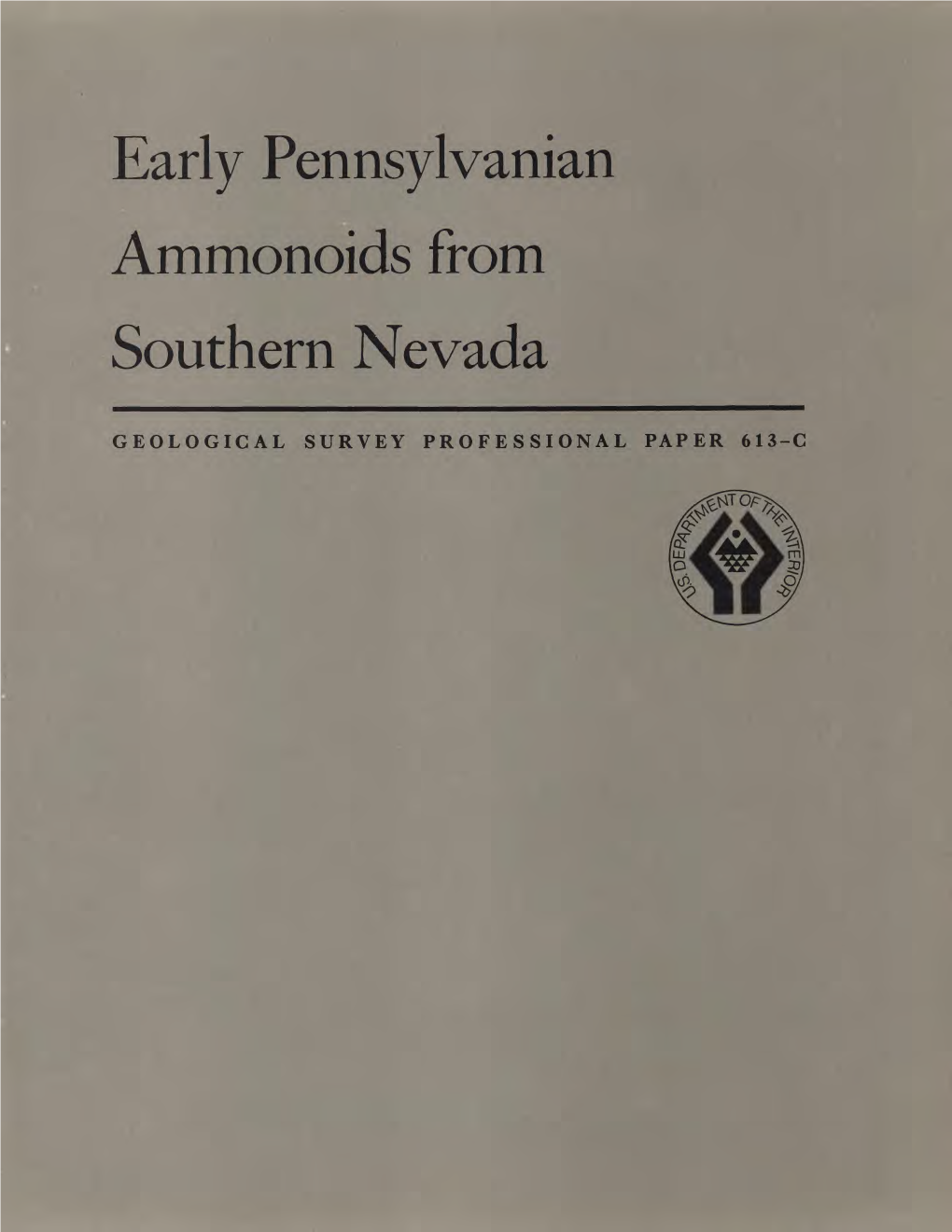 Early Pennsylvanian Ammonoids from Southern Nevada