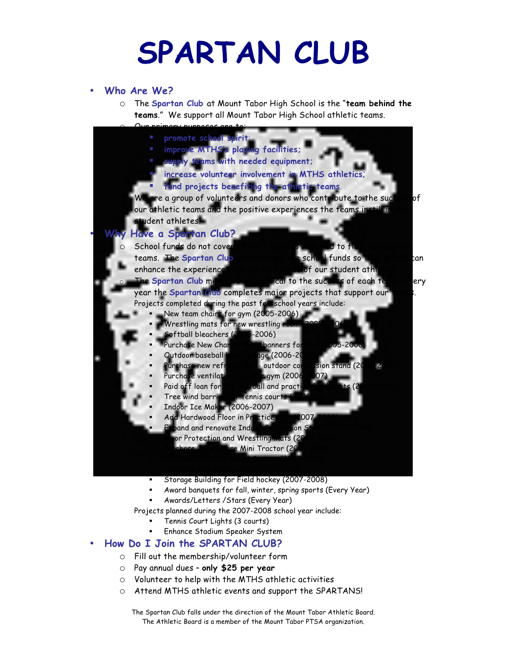 Spartan Club Membership Adult Form 2008