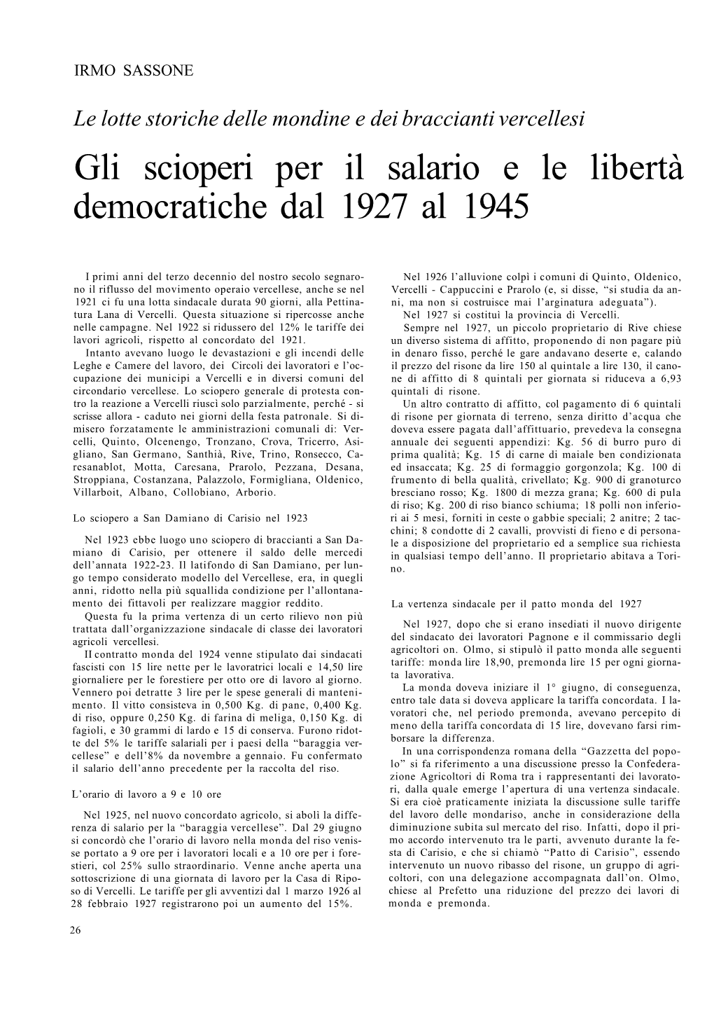 Gli Scioperi Per Il Salario E Le Libertà Democratiche Dal 1927 Al 1945