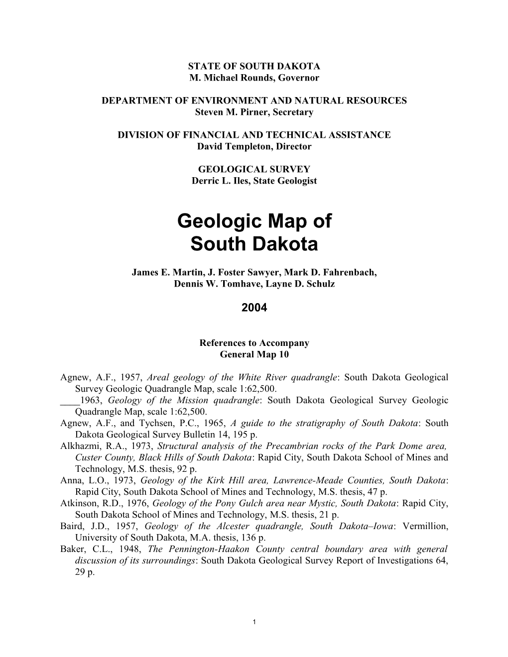 Geologic Map of South Dakota