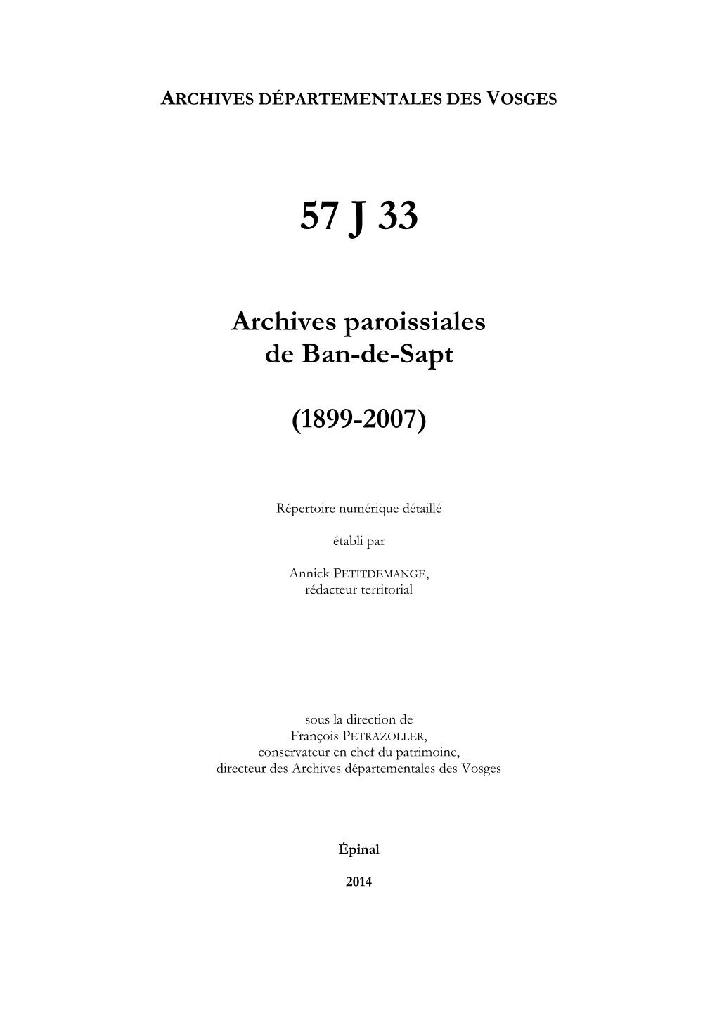 Archives De La Paroisse De Ban-De-Sapt.Pdf