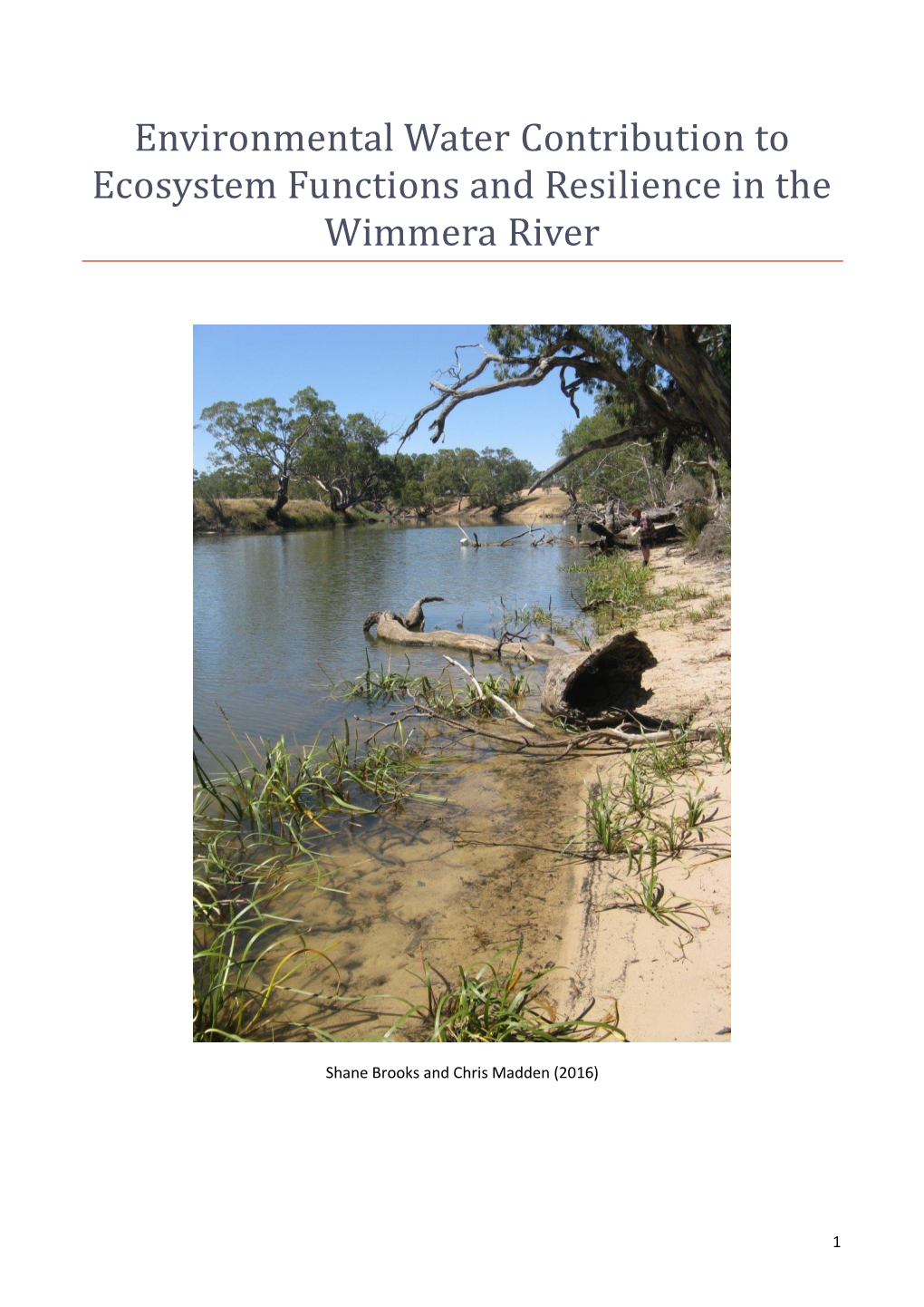 Environmental Water Contribution to Ecosystem Functions and Resilience in the Wimmera River