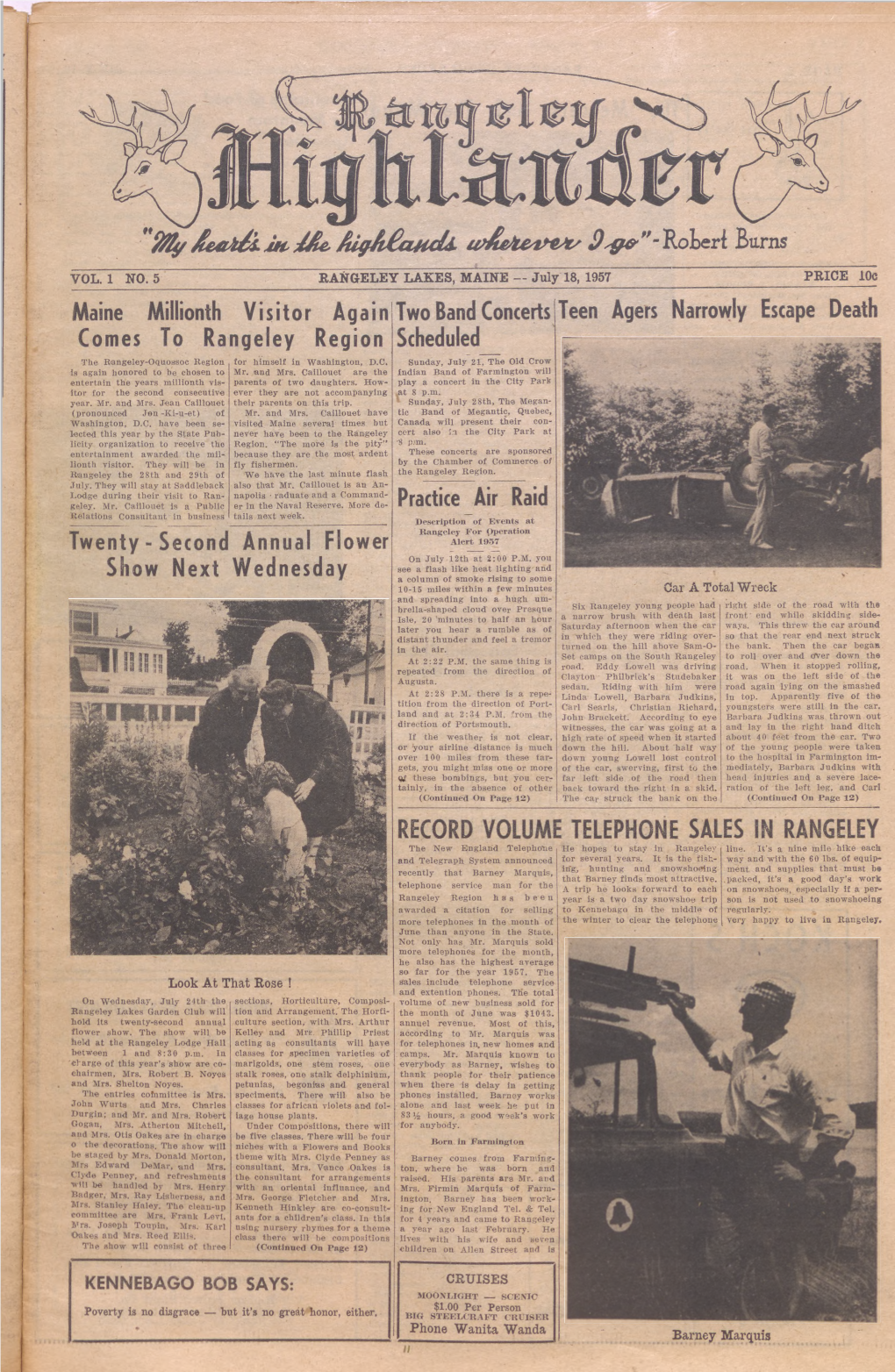 Rangeley Highlander : July 18, 1957